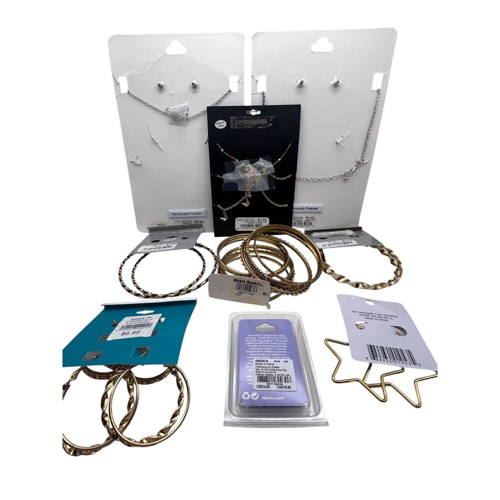 NWT Mixed Jewelry Lot Earrings Necklaces Bracelets Bangles Anklets Body Stud - Picture 11 of 16